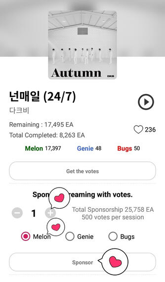 Use votes once song is listed