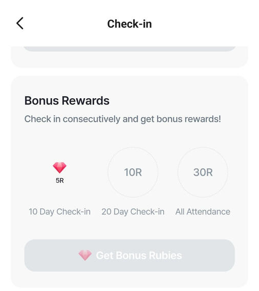 Get bonus rubies for daily check-in