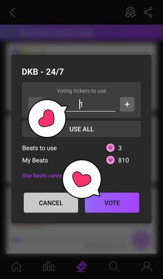 Input number of votes & click "Vote"