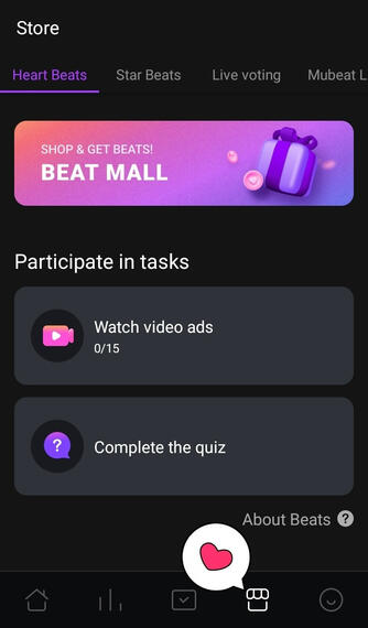 Watch ads, complete quizzes & missions