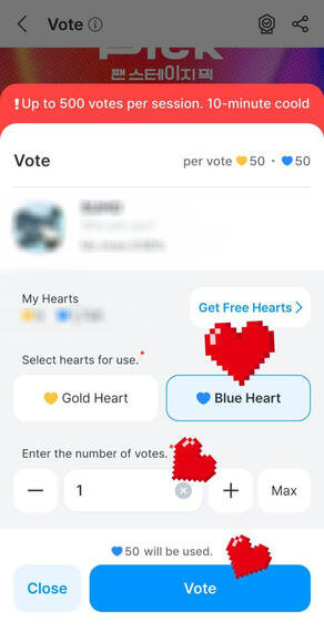 Choose hearts &amp; cast your votes